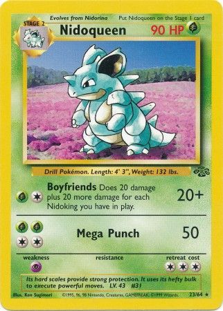 23/64 1x Nidoqueen LP/EXC Rare Unlimited Edition Pokemon card 