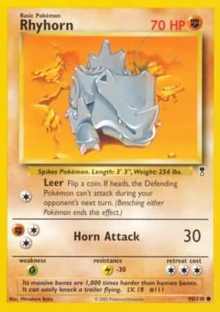 Rhyhorn 90 110 Common Legendary Collection Singles Rhyhorn 90 110 Common Legendary Collection Singles