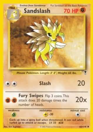 Sandslash 62 110 Uncommon Legendary Collection Singles Sandslash 62 110 Uncommon Legendary Collection Singles