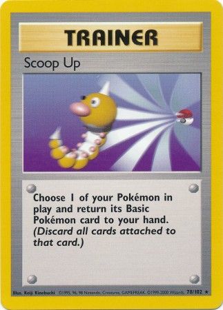 Scoop Up 78/102 RARE Base Set Unlimited 1999 Pokemon Card Wizard of the Coast NM