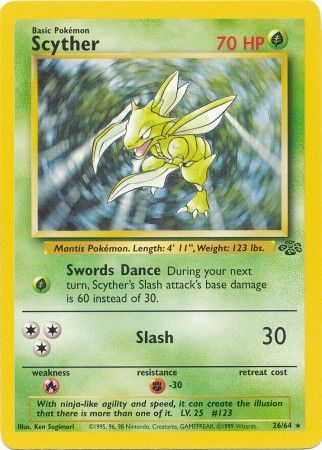 Details about   Pokemon Card Jungle Scyther 26/64 Rare WoTC Vintage