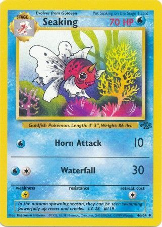 Unlimited Edition 46/64 SEAKING Jungle Set Uncommon Pokemon Card NM 