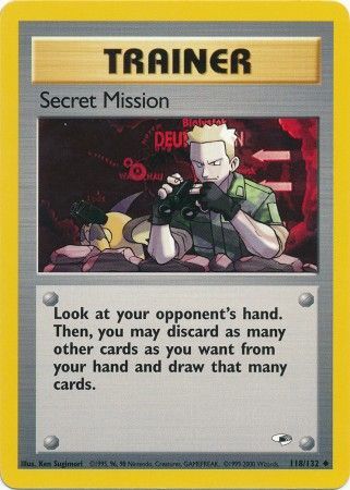 SECRET MISSION 118/132 ⎜Unlimited ⎜Gym Heroes Uncommon Pokemon Vintage 2000 