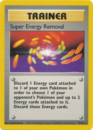 Energy Removal 92//102 Base Set Unlimited Rare Trainer Pokemon Card NM//EXC