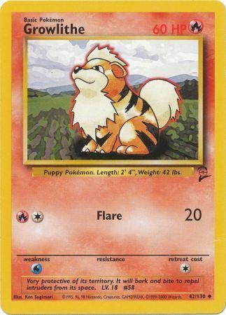 Growlithe 42 130 Uncommon Base Set 2 Singles Growlithe 42 130 Uncommon Base Set 2 Singles