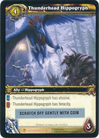WOW TCG Thunderhead Hippogryph unscratched Loot Card