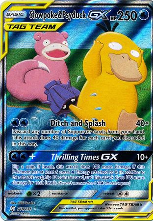 4 Pokemon Cards Psyduck Slowpoke GX Rainbow
