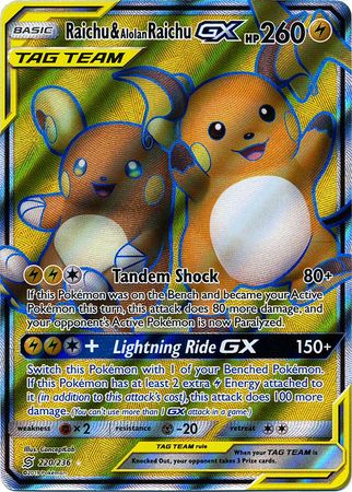 Carta Pokémon: Raichu & Raichu De Alola-gx 221/236 Aliados no Shoptime