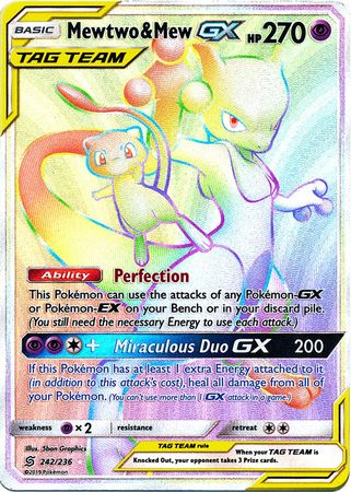 MP Pokemon Mewtwo & Mew Tag Team GX - 222/236 - Full Art Ultra Rare  Moderately P