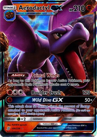 Aerodactyl GX 106/236 Unified Mind Full Art Ultra Rare Pokémon Card Near  Mint