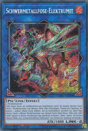 Schwermetallfose Elektrumit EXFO DE098 Secret Rare 1st Edition German Yugioh Cards Schwermetallfose Elektrumit EXFO DE098 Secret Rare 1st Edition German Yugioh Cards