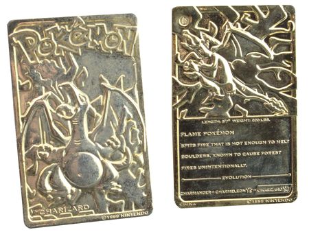 Pokemon Gold Metal Charizard Card – Radbadgergaming