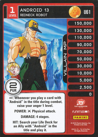 Android 13 Redneck Robot Uncommon U61 Dragon Ball Z Panini Vengeance Android 13 Redneck Robot Uncommon U61 Dragon Ball Z Panini Vengeance