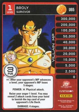 Broly Survivor Uncommon U65 Dragon Ball Z Panini Vengeance Broly Survivor Uncommon U65 Dragon Ball Z Panini Vengeance