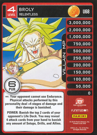 Broly Relentless Uncommon U68 Dragon Ball Z Panini Vengeance Broly Relentless Uncommon U68 Dragon Ball Z Panini Vengeance