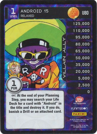 Android 15 Relaxed Uncommon U80 Foil Dragon Ball Z Panini Vengeance Android 15 Relaxed Uncommon U80 Foil Dragon Ball Z Panini Vengeance