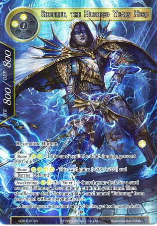 Siegfried the Hundred Years Hero NDR 016 Super Rare Foil Full Art Force of Will New Dawn Rises Siegfried the Hundred Years Hero NDR 016 Super Rare Foil Full Art Force of Will New Dawn Rises