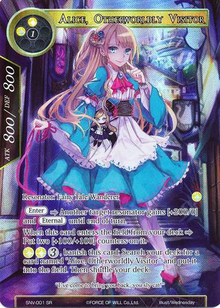 Alice Otherworldly Visitor SNV 001 Super Rare Foil Full Art Alice Otherworldly Visitor SNV 001 Super Rare Foil Full Art