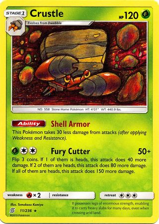 Crustle 11 236 Rare Sun Moon Unified Minds Singles Crustle 11 236 Rare Sun Moon Unified Minds Singles