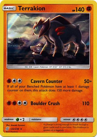 Terrakion 122 236 Holo Rare Sun Moon Unified Minds Singles Terrakion 122 236 Holo Rare Sun Moon Unified Minds Singles