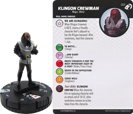 Heroclix Star Trek Resistance is Futile ~ Klingon Crewman #001 Common w/ Card 