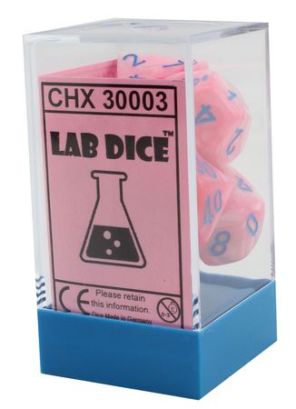 Chessex Lustrous Pink w Blue Set of 7 Dice CHX30003 Chessex Lustrous Pink w Blue Set of 7 Dice CHX30003