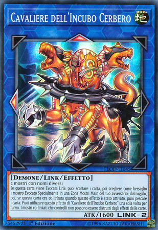 Cavaliere Dell Incubo Cerbero FLOD IT045 1st Edition Italian Super Rare Italian Yugioh Cards Cavaliere Dell Incubo Cerbero FLOD IT045 1st Edition Italian Super Rare Italian Yugioh Cards