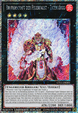 Bruderschaft Der Feuerfaust TigerKonig CT11 DE001 German Secret Rare German Yugioh Cards Bruderschaft Der Feuerfaust TigerKonig CT11 DE001 German Secret Rare German Yugioh Cards