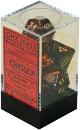 Chessex Gemini Black Red w Gold Set of 7 Dice CHX26433 Chessex Dice Supplies Chessex Gemini Black Red w Gold Set of 7 Dice CHX26433 Chessex Dice Supplies