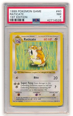 Raticate 40 102 PSA NM 7 Uncommon 1st Edition Base Set 4526 Base Set 1st Edition Singles Raticate 40 102 PSA NM 7 Uncommon 1st Edition Base Set 4526 Base Set 1st Edition Singles