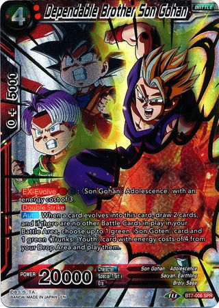 Dependable Brother Son Gohan BT7 006 Special Rare SPR Assault of the Saiyans Foil Singles Dependable Brother Son Gohan BT7 006 Special Rare SPR Assault of the Saiyans Foil Singles