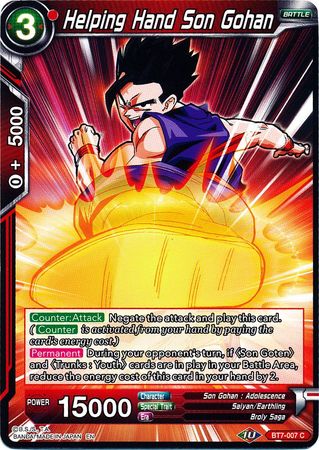 Helping Hand Son Gohan BT7 007 Common Assault of the Saiyans Non Foil Singles Helping Hand Son Gohan BT7 007 Common Assault of the Saiyans Non Foil Singles