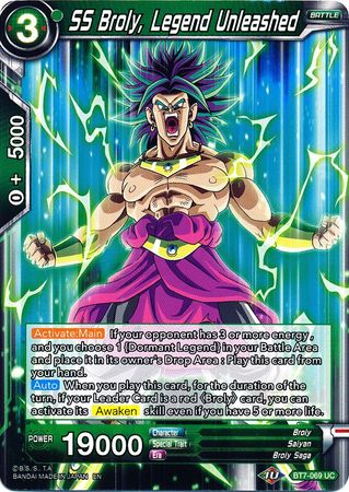 SS Broly Legend Unleashed BT7 069 Uncommon Assault of the Saiyans Non Foil Singles SS Broly Legend Unleashed BT7 069 Uncommon Assault of the Saiyans Non Foil Singles