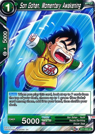 Son Gohan Momentary Awakening BT7 055 Uncommon Son Gohan Momentary Awakening BT7 055 Uncommon