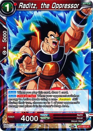 Raditz the Oppressor BT7 003 Uncommon Assault of the Saiyans Non Foil Singles Raditz the Oppressor BT7 003 Uncommon Assault of the Saiyans Non Foil Singles