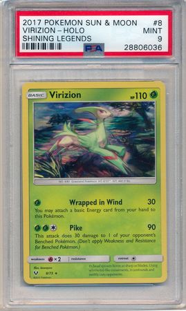 Virizion 8 73 PSA Mint 9 Holo Rare S M Shining Legends 6036 Shining Legends Singles Virizion 8 73 PSA Mint 9 Holo Rare S M Shining Legends 6036 Shining Legends Singles