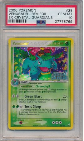 Venusaur 28 100 PSA GEM MT 10 Rare Reverse Holo Ex Crystal Guardians 8769 Ex Crystal Guardians Reverse Holo Singles Venusaur 28 100 PSA GEM MT 10 Rare Reverse Holo Ex Crystal Guardians 8769 Ex Crystal Guardians Reverse Holo Singles