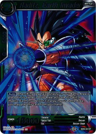 Raditz Earth Invader SD9 02 Foil Starter Rare Universe 6 Assailants Expert Deck Raditz Earth Invader SD9 02 Foil Starter Rare Universe 6 Assailants Expert Deck