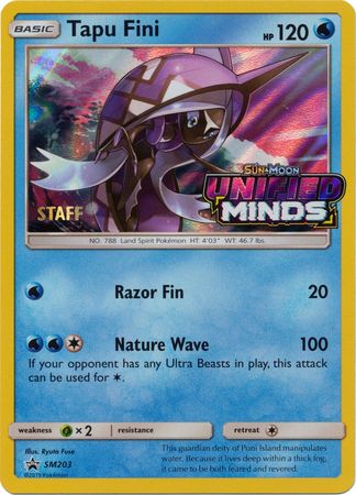 Tapu Fini SM203 Staff Pre Release Promo Pokemon Sun Moon Promos Tapu Fini SM203 Staff Pre Release Promo Pokemon Sun Moon Promos