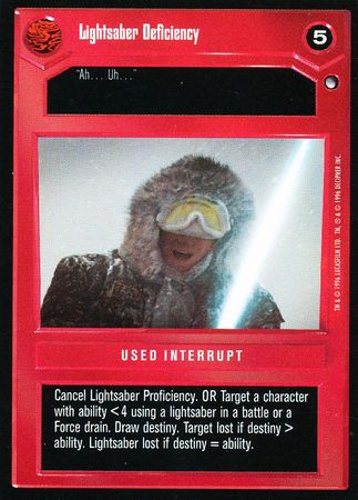 Lightsaber Deficiency Common2 Dark Side Limited Star Wars Enhanced Starter and Anthology Singles Lightsaber Deficiency Common2 Dark Side Limited Star Wars Enhanced Starter and Anthology Singles