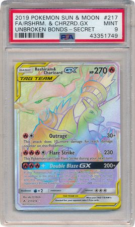 Reshiram Charizard GX 217 214 PSA Mint 9 Hyper Rare Unbroken Bonds 1749 Sun Moon Unbroken Bonds Singles Reshiram Charizard GX 217 214 PSA Mint 9 Hyper Rare Unbroken Bonds 1749 Sun Moon Unbroken Bonds Singles