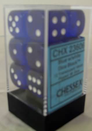 Chessex Translucent Blue w White Set of 12 d6 Dice CHX23606 Chessex Dice Supplies Chessex Translucent Blue w White Set of 12 d6 Dice CHX23606 Chessex Dice Supplies