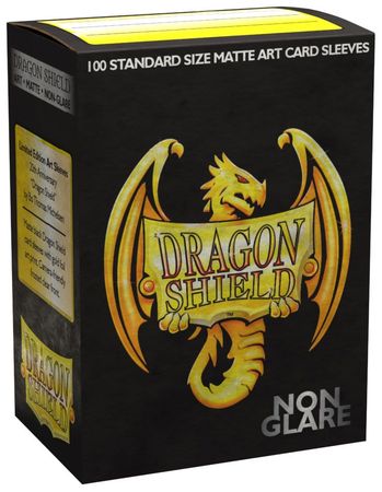 Dragon Shield Matte Black w Gold Foil Art 100ct Standard Sized Sleeves AT 12046 Sleeves Dragon Shield Matte Black w Gold Foil Art 100ct Standard Sized Sleeves AT 12046 Sleeves