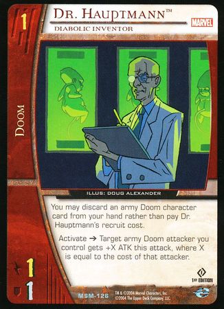 Dr Hauptmann Diabolic Inventor MSM 126 Uncommon 1st Edition Vs System Marvel Web of Spiderman Dr Hauptmann Diabolic Inventor MSM 126 Uncommon 1st Edition Vs System Marvel Web of Spiderman