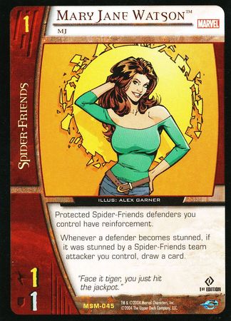 Mary Jane Watson MJ MSM 045 Rare 1st Edition Vs System Marvel Web of Spiderman Mary Jane Watson MJ MSM 045 Rare 1st Edition Vs System Marvel Web of Spiderman