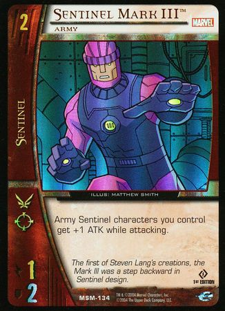 Sentinel Mark III Army MSM 134 Common 1st Edition Foil Vs System Marvel Web of Spiderman Sentinel Mark III Army MSM 134 Common 1st Edition Foil Vs System Marvel Web of Spiderman