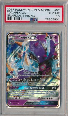 Toxapex GX 57 145 PSA GEM MT 10 Ultra Rare Guardians Rising 5901 Sun Moon Guardians Rising Singles Toxapex GX 57 145 PSA GEM MT 10 Ultra Rare Guardians Rising 5901 Sun Moon Guardians Rising Singles