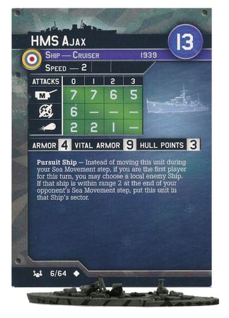 06 HMS Ajax War at Sea Axis Allies Miniatures Uncommon 06 HMS Ajax War at Sea Axis Allies Miniatures Uncommon
