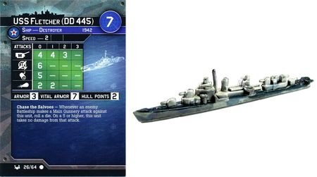 War At Sea Task Force I-26 #54/60 USED Axis Allies Naval Miniatures Mini