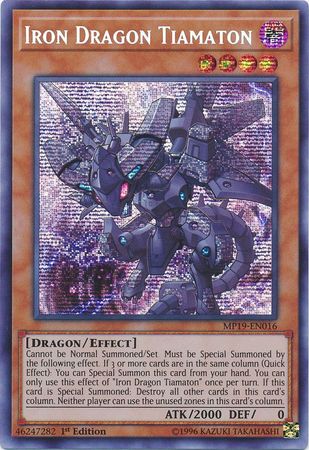 MP19-EN016 Yu-Gi-Oh 3x Prismatic Secret Rare Iron Dragon Tiamaton 1st Ed NM 
